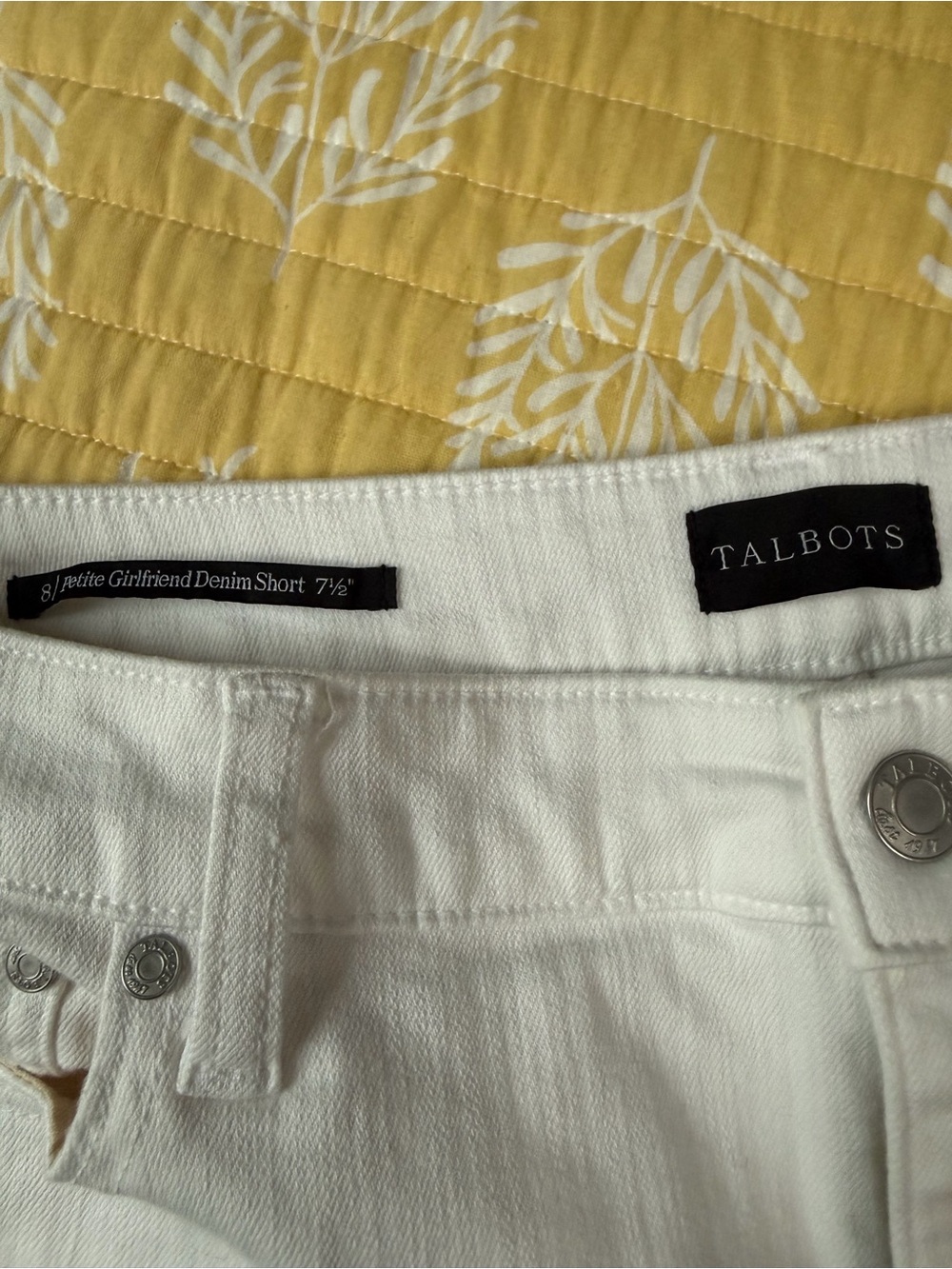 Talbots White Petite Girlfriend Denim Shorts